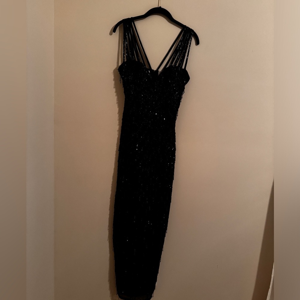 Elegant Black Sequin Prom Dress